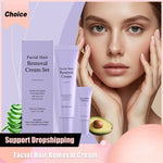 Facial Hair Removal Cream for Sensitive Skin Gentle Painless Depilatory Serum for Upper Lip Chin Eyebrow Soothing Aloe Gel