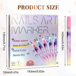 12 Colors 3D Nail Art Drawing Pen Waterproof Painting Liner Drawing Embellishing