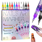 12 Colors 3D Nail Art Drawing Pen Waterproof Painting Liner Drawing Embellishing