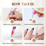 12 Colors 3D Nail Art Drawing Pen Waterproof Painting Liner Drawing Embellishing