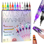 12 Colors 3D Nail Art Drawing Pen Waterproof Painting Liner Drawing Embellishing
